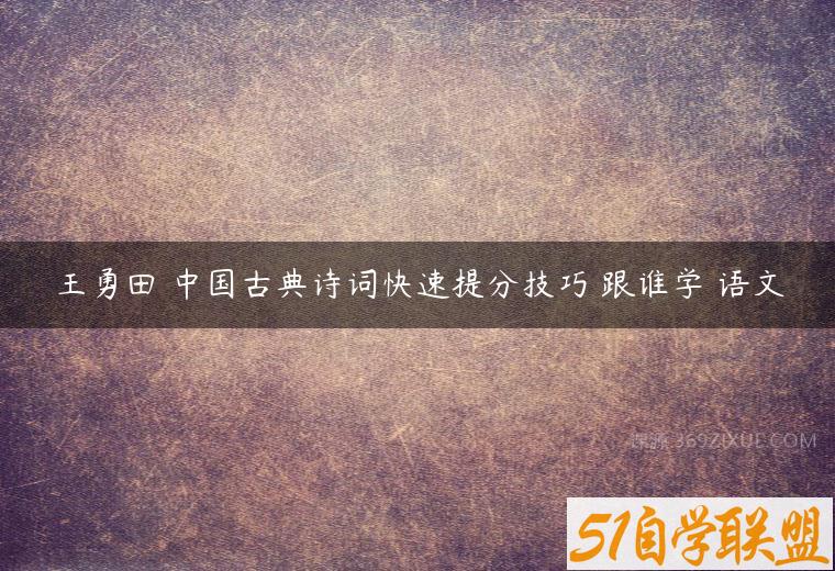 王勇田 中国古典诗词快速提分技巧 跟谁学 语文百度网盘下载