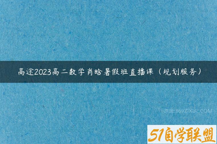 高途2023高二数学肖晗暑假班直播课（规划服务）百度网盘下载