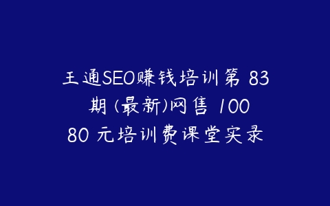 王通SEO赚钱培训第 83 期 (最新)网售 10080 元培训费课堂实录百度网盘下载