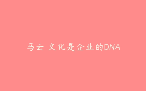 马云 文化是企业的DNA百度网盘下载