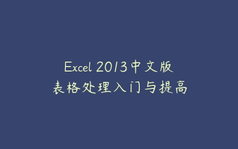 Excel 2013中文版表格处理入门与提高百度网盘下载