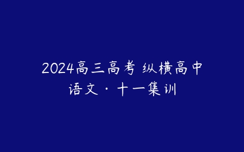 2024高三高考 纵横高中语文·十一集训百度网盘下载