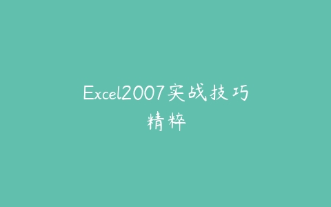 Excel2007实战技巧精粹百度网盘下载