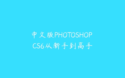 中文版PHOTOSHOP CS6从新手到高手百度网盘下载
