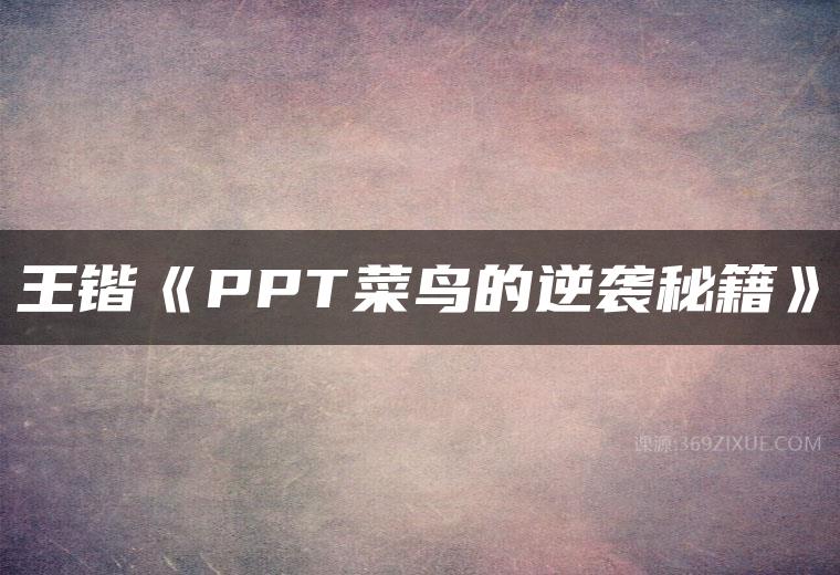 王锴《PPT菜鸟的逆袭秘籍》百度网盘下载