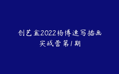 创艺盒2022杨博速写插画实战营第1期百度网盘下载