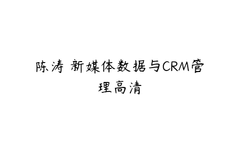 陈涛 新媒体数据与CRM管理高清百度网盘下载
