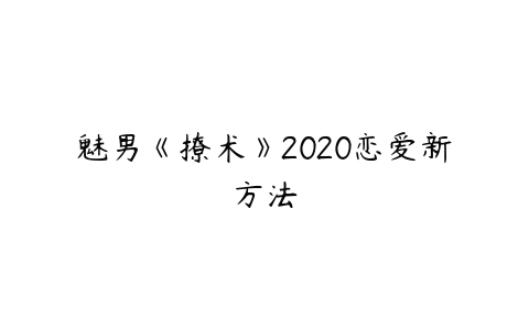 魅男《撩术》2020恋爱新方法百度网盘下载