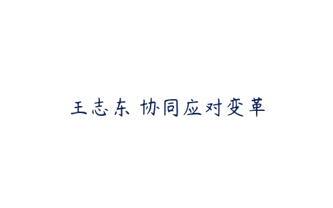 王志东 协同应对变革百度网盘下载