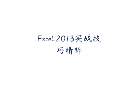 图片[1]-Excel 2013实战技巧精粹-本文