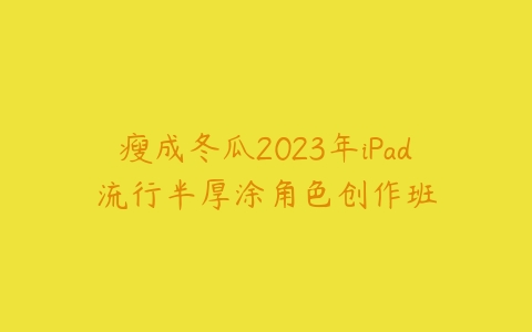 瘦成冬瓜2023年iPad流行半厚涂角色创作班百度网盘下载