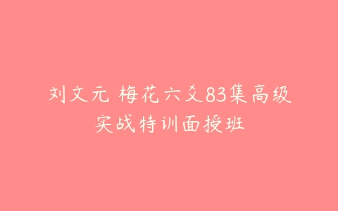 刘文元 梅花六爻83集高级实战特训面授班百度网盘下载