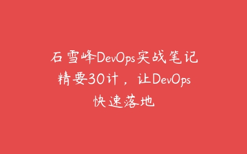 石雪峰DevOps实战笔记精要30计，让DevOps快速落地百度网盘下载