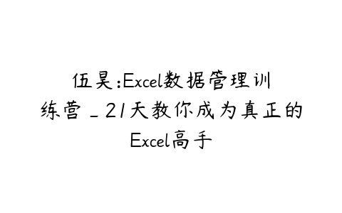 伍昊:Excel数据管理训练营_21天教你成为真正的Excel高手百度网盘下载