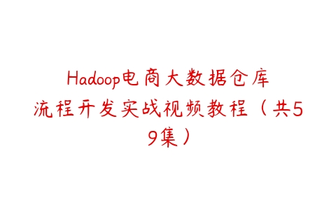 图片[1]-Hadoop电商大数据仓库流程开发实战视频教程（共59集）-本文