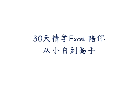 图片[1]-30天精学Excel 陪你从小白到高手-本文