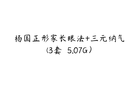 杨国正形家长眼法+三元纳气(3套  5.07G）百度网盘下载