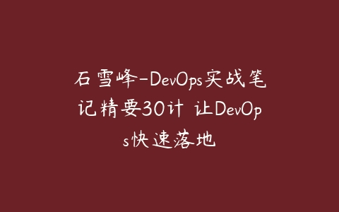 石雪峰-DevOps实战笔记精要30计 让DevOps快速落地百度网盘下载