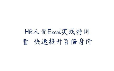 HR人资Excel实战特训营  快速提升百倍身价百度网盘下载