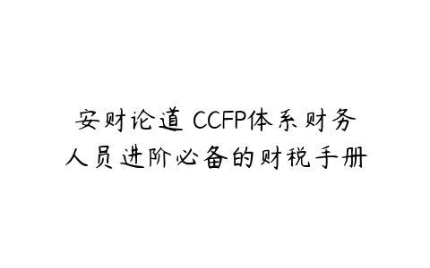 图片[1]-安财论道 CCFP体系财务人员进阶必备的财税手册-本文