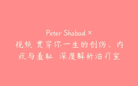 Peter Shabad×视频 贯穿你一生的创伤、内疚与羞耻  深度解析治疗室“情绪”百度网盘下载