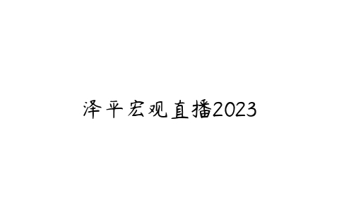 泽平宏观直播2023百度网盘下载